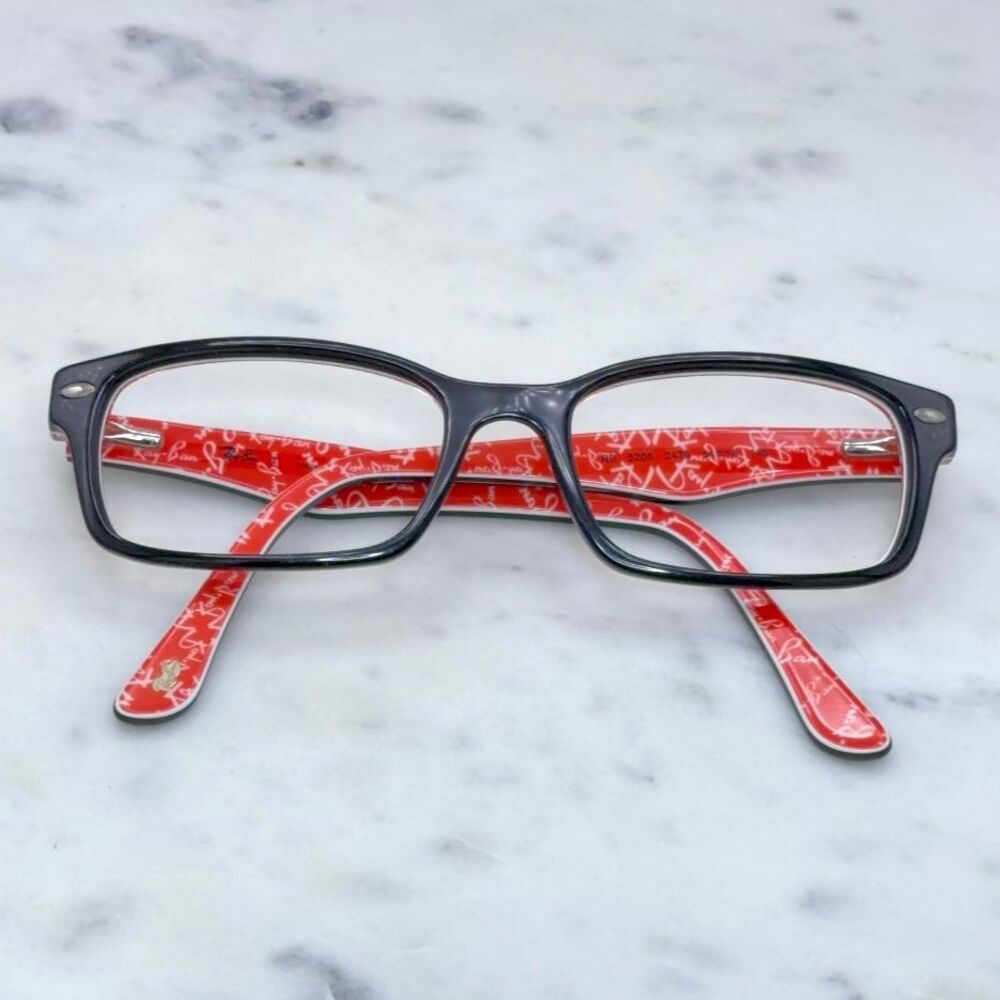 Ray-Ban RB 5206 Red Black Logo Pattern 2479 Eyeglasses 54-18-145 FRAMES ONLY